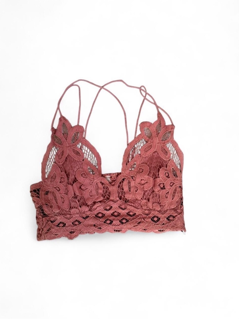 Free People Floral Lace Strappy Bralette - Dusty Rose